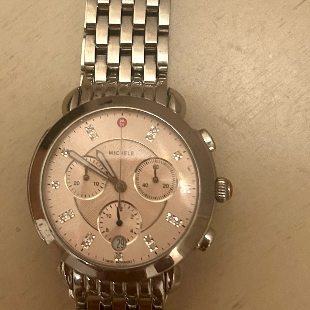 *TODAY ONLY* Michele Sidney Diamond Watch- Pink Dial - Picture 5 of 11